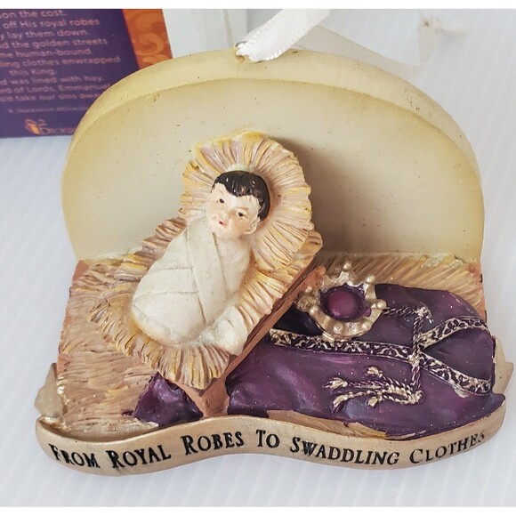 Dicksons Baby Jesus Manger Nativity Christmas Ornament VTG 2 Cor 8:9 Religious - Picture 3 of 8